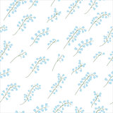 Seamless pattern of sprigs of Lily of the valley on white background.