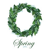 Floral wreath with lilies of the valley, spring wreath.