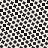 Geometric Scattered Shapes. Vector Seamless Black and White Pattern