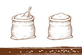 hand drawn sacks with flour