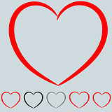 Red and other color heart in the art style.