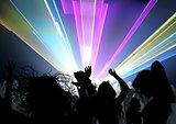 Dancing Crowd and Disco Light Show