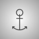 Grey anchor icon, vector illustration.
