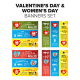 Valentine and women day banner set