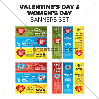 Valentine and women day banner set