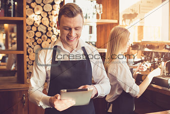 Concept for professional barista in coffee shop
