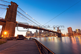 Brooklyn Bridge in New York at evening