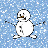Snow pattern with snowman on blue background