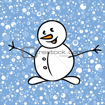 Snow pattern with snowman on blue background