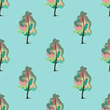 Abstract art tree seamless pattern