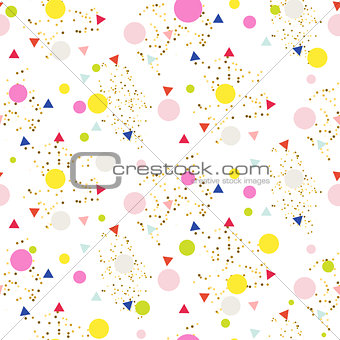 Confetti seamless glitter white vector background.