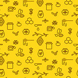 Honey outline yellow icon seamless vector pattern.