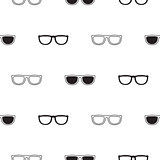 Sunglasses retro seamless pattern in black and white.