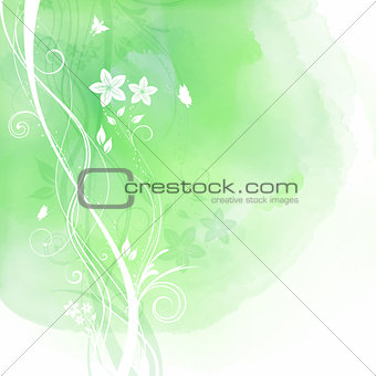 Floral design on watercolour background 