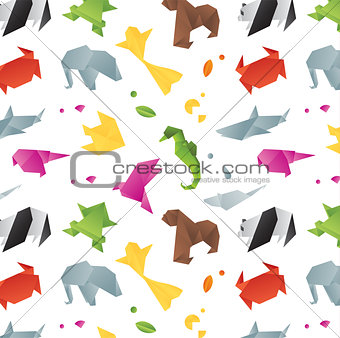 Animals origami pattern color
