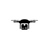 Drone Delivery Icon. Flat Design.