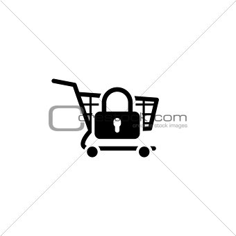 Secure Shopping Icon. Flat Design.