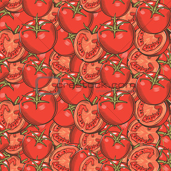 Vintage Red Tomatoes Seamless Pattern