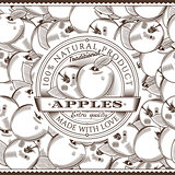 Vintage Apple Label On Seamless Pattern