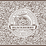 Vintage Blackberry Label On Seamless Pattern