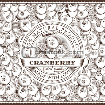 Vintage Cranberry Label On Seamless Pattern