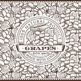 Vintage Grapes Label On Seamless Pattern