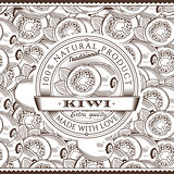 Vintage Kiwi Label On Seamless Pattern
