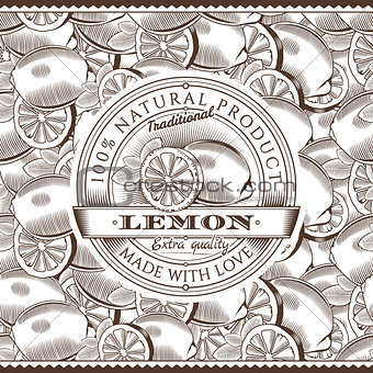 Vintage Lemon Label On Seamless Pattern