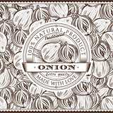 Vintage Onion Label On Seamless Pattern