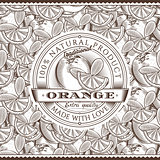Vintage Orange Label On Seamless Pattern