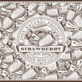 Vintage Strawberry Label On Seamless Pattern