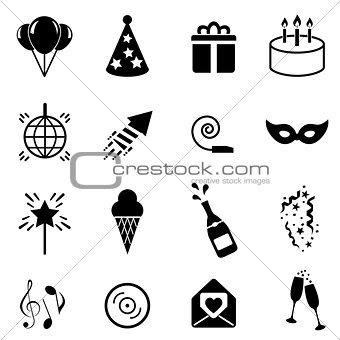 Party and celebration icon set