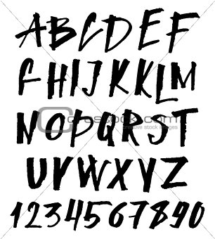 Hand Drawn Brush Font. Uppercase and Lowercase Hand Painted Ink Abc, Creative Letters for Your Design.