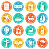 Travel and tourism icons - flat vector