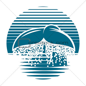 monochrome blue vector template for logo with whale tail