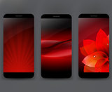 Mobile Smartphones Template With Flower And Line