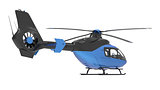 Blue helicopter isolated on the white background. 3d illustration.