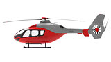 Red helicopter isolated on the white background. 3d illustration.