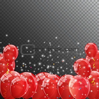 Color Glossy Balloons Transparent Background Vector Illustration