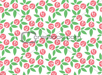 Stylized pink rose seamless pattern vector