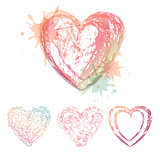 Vector watercolor hearts