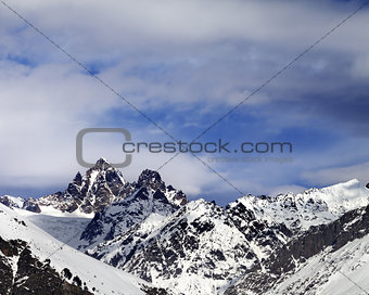 Snow mountain in cold winter day