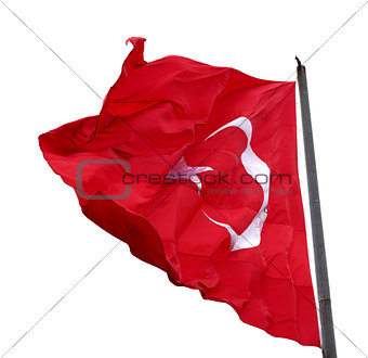 Turkish flag waving in windy day