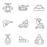 Baby thin line related vector icon set