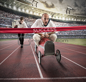 Successful businessman on the finishing line