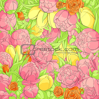 Floral peonies background