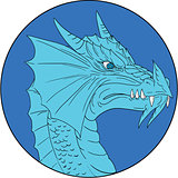 Blue Dragon Head Angry Circle Drawing
