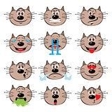 Cat Emojis Set of Emoticons Icons Isolated