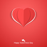 Paper origami heart. Happy valentines day background.