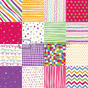 Colorful seamless patterns with fabric texture